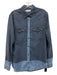 Sandro Size 3 Med Light Wash Cotton Denim Snap Front Color Block Collar Top Med Light Wash / 3