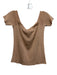 L'agence Size S Beige Rayon Blend Off Shoulder Ribbed Short Sleeve Top Beige / S