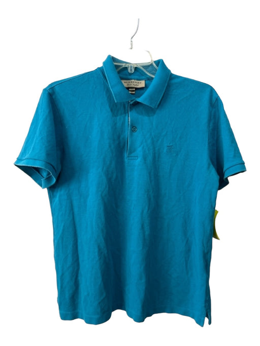 Burberry Size M Teal Cotton Solid Polo Men's Short Sleeve M