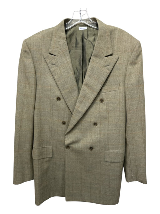 Brioni Tan & Orange Wool Blend Window pane Double Breasted Men's Blazer Tan & Orange / 42