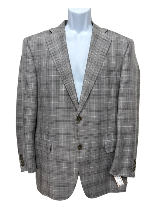 Canali Gray Wool Blend Plaid 2 Button Men's Blazer Gray / 52