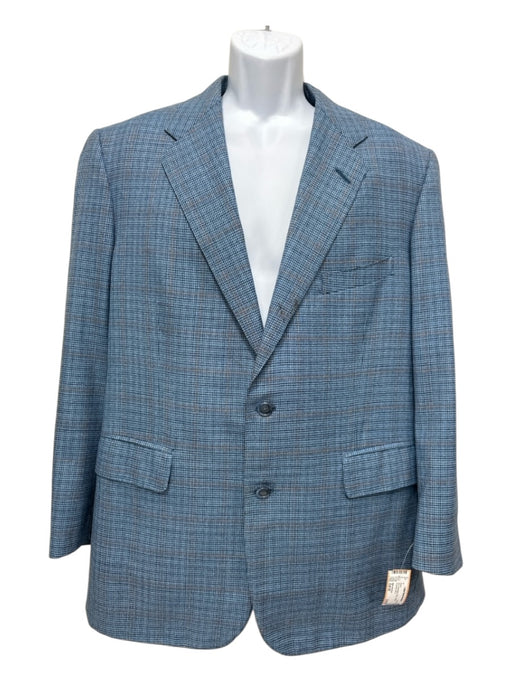 Miller Brothers Blue Wool Blend Plaid 2 Button Men's Blazer Blue / Est 42