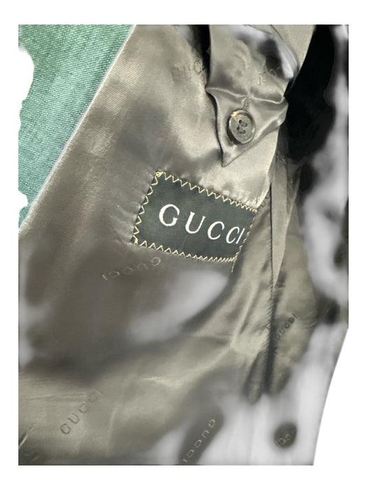 Gucci Green Wool Blend Solid Double Breasted Men's Blazer Green / 52