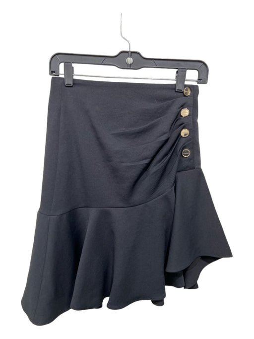 Sandro Size 34 Black & Gold Polyester Rouched Detail Button Close Mini Skirt Black & Gold / 34