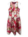 Kay Unger Size 10 Pink, White, Green Polyester Pleated Floral Belted Gown Pink, White, Green / 10