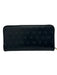 St John Black Leather Gold Tone Hardware Monogram Zip Close Continental Wallets Black
