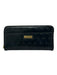 St John Black Leather Gold Tone Hardware Monogram Zip Close Continental Wallets Black
