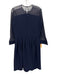 Anne Fontaine Size 40 Navy Poly Blend Keyhole Back Mesh Pleated Skirt Dress Navy / 40