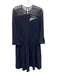 Anne Fontaine Size 40 Navy Poly Blend Keyhole Back Mesh Pleated Skirt Dress Navy / 40