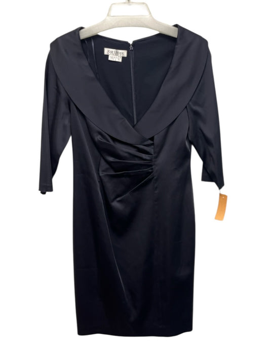 Kay Unger Size 10 Dark Navy & Multi Acetate Blend Zip Back 1/2 Sleeve Dress Dark Navy & Multi / 10