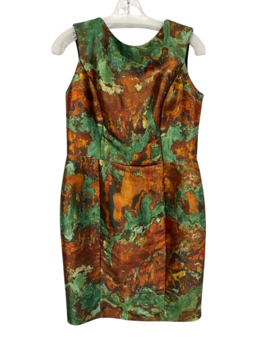 Abbey Glass Size 8 Green, Orange & multi Polyester Abstract Print Zip Back Dress Green, Orange & multi / 8