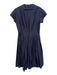 Teri Jon Size 8 Navy Silk Pleats Button Front Zip Close Adjustable Waist Dress Navy / 8