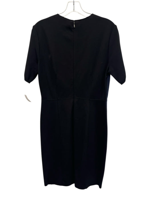 Elie Tahari Size 10 Navy Lamb leather Zip Back Round Neck Mixed Fabric Dress Navy / 10
