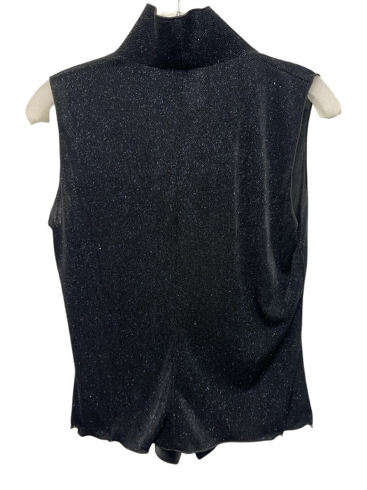 Armani Collezioni Size 8 Navy Acetate Blend Glitter Sleeveless Top Navy / 8