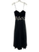 Aidan Mattox Size 8 Black Poly Blend Embellished Zip Back Mesh Overlay Gown Black / 8