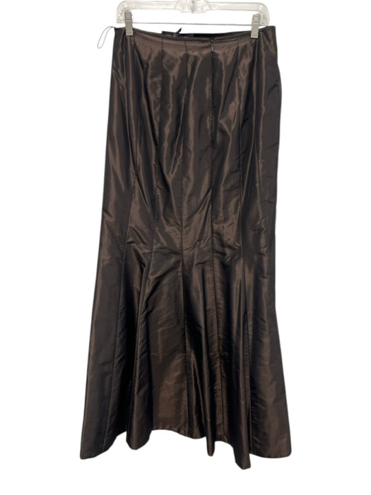 Carmen Marc Valvo Size 8 Dark Grey Silk Satin Zip Back Maxi Skirt Dark Grey / 8