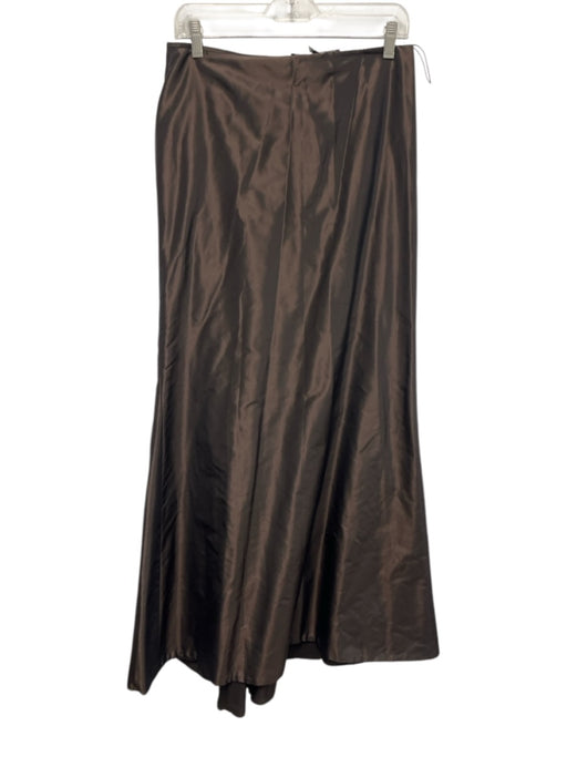 Carmen Marc Valvo Size 8 Dark Grey Silk Satin Zip Back Maxi Skirt Dark Grey / 8