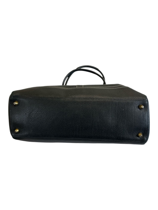 Coach Black Leather Zip Back Contrast Stitch Top Handle Feet Bag Black / L
