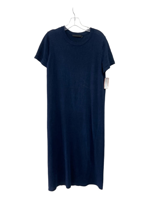 Jenni Kayne Size M Navy Blue Linen Round Neck Short Sleeve Knit Maxi Dress Navy Blue / M