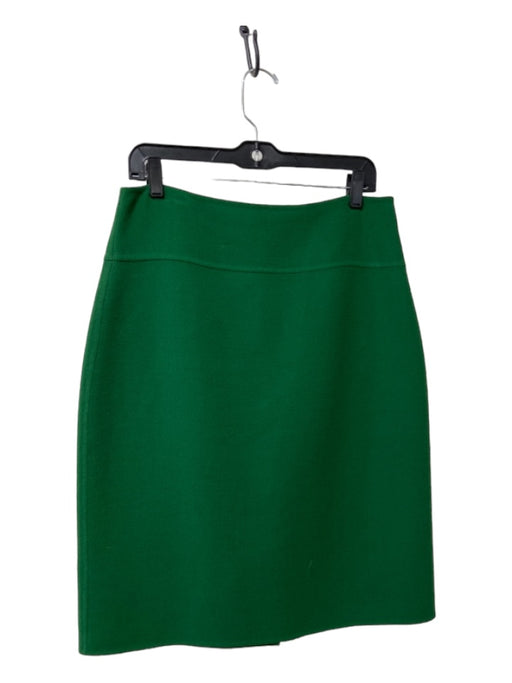 Oscar De La Renta Size 12 Green Wool Blend Back Zip Straight Skirt Green / 12