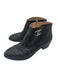 Chanel Shoe Size 39.5 Metallic Black Leather Almond Toe Block Heel Booties Metallic Black / 39.5