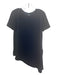 St John Size P Navy Triacetate Blend Round Neck Short Sleeve Assymetric Hem Top Navy / P