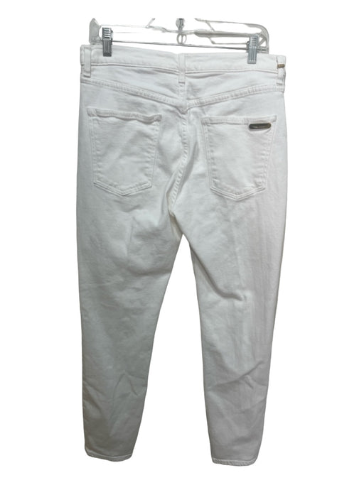 St John Size 10 White Cotton Denim Mid Rise Slim Fit Zip Fly 5 Pocket Jeans White / 10