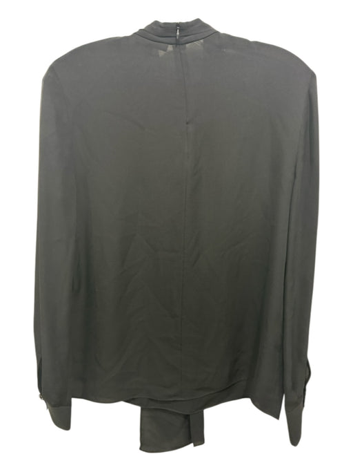 St. John Size 4 Black No Fabric Tag Chiffon Long Sleeve Draped Back Zip Top Black / 4