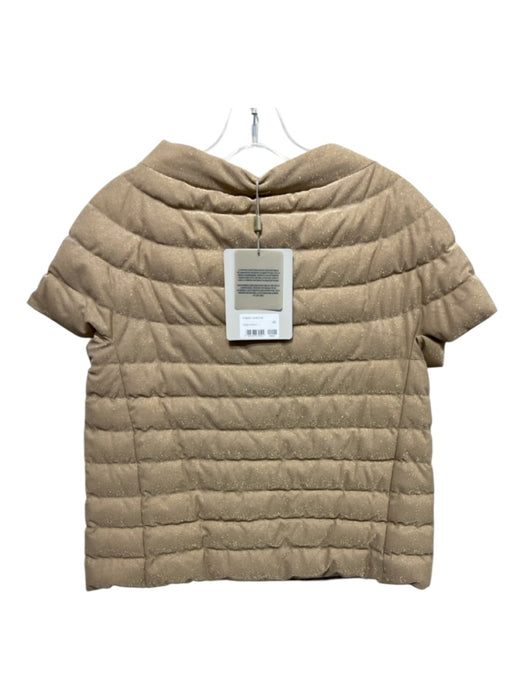 Herno Size 6 Tan & Gold Polyester Short Sleeve Quilted Gold button Jacket Tan & Gold / 6