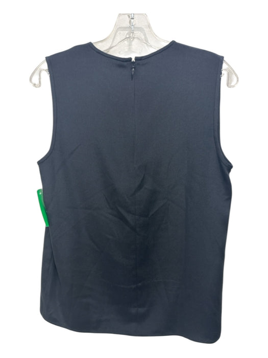 St. John Size S Black Silk Sleeveless V Neck Shoulder Detail Back Zip Top Black / S