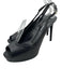 Saint Laurent Shoe Size 37 Black Leather Upper Platform Peep Toe Slingback Pumps Black / 37