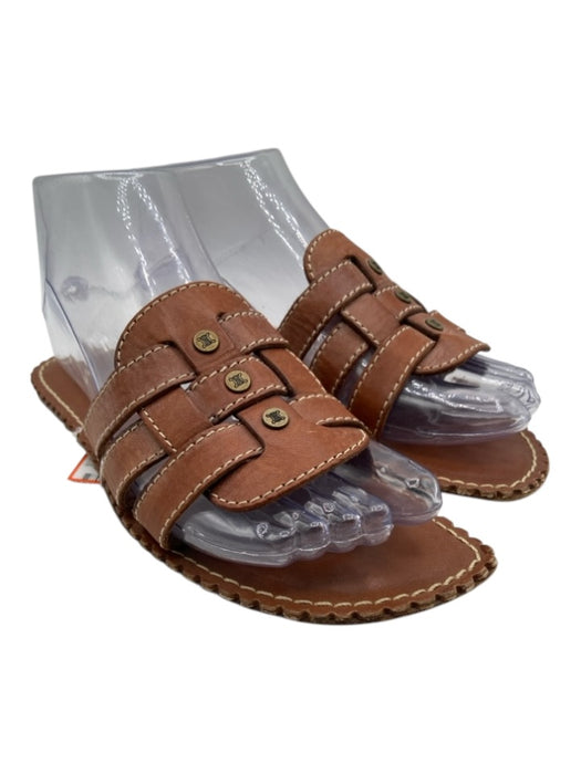 Celine Shoe Size 36 Tan Brown Leather Upper Woven One Strap Slide Sandals Tan Brown / 36