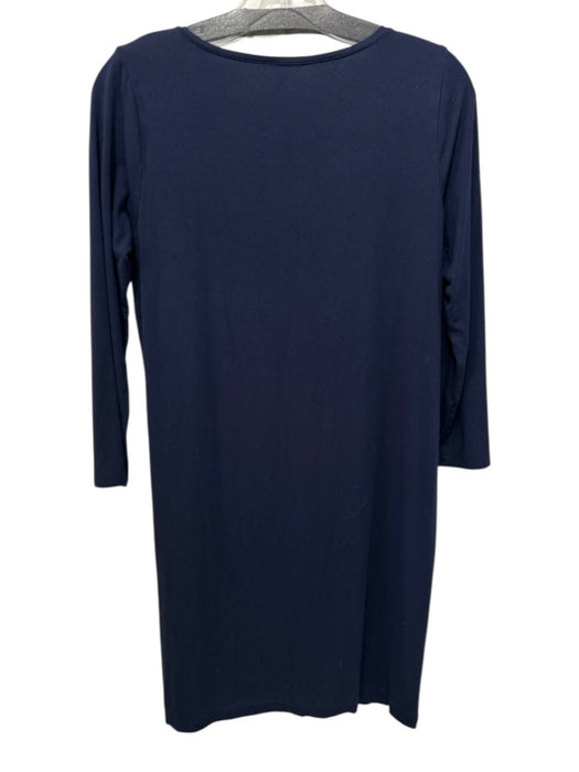 Eileen Fisher Size S Navy Blue Viscose Blend 3/4 Sleeve V Neck Mini Dress Navy Blue / S