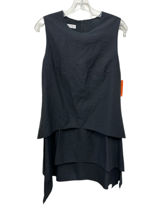 Brunello Cucinelli Size M Black Cotton Blend Sleeveless Layered Tiered Dress Black / M
