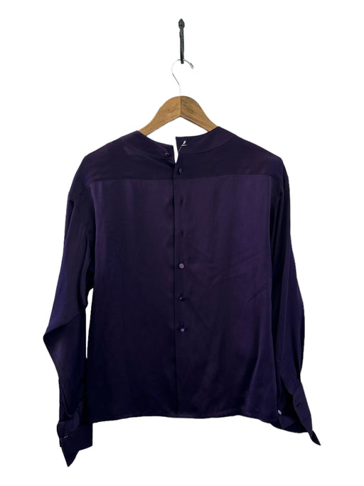 Chanel Size 34 Purple Silk Button Down Long Sleeve Top Purple / 34