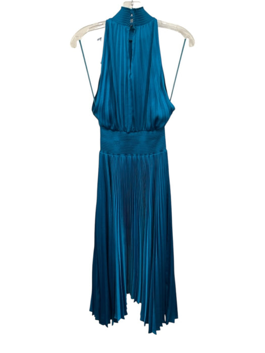 A.L.C. Size 6 Blue Polyester Keyhole Back Accordion Pleat Sleeveless Dress Blue / 6