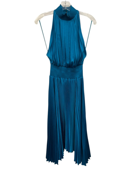 A.L.C. Size 6 Blue Polyester Keyhole Back Accordion Pleat Sleeveless Dress Blue / 6