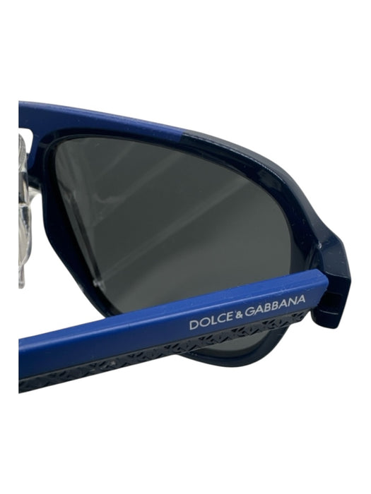 Dolce & Gabbana Blue Print Acetate Aviator Square Frame Monogram Sunglasses Blue Print