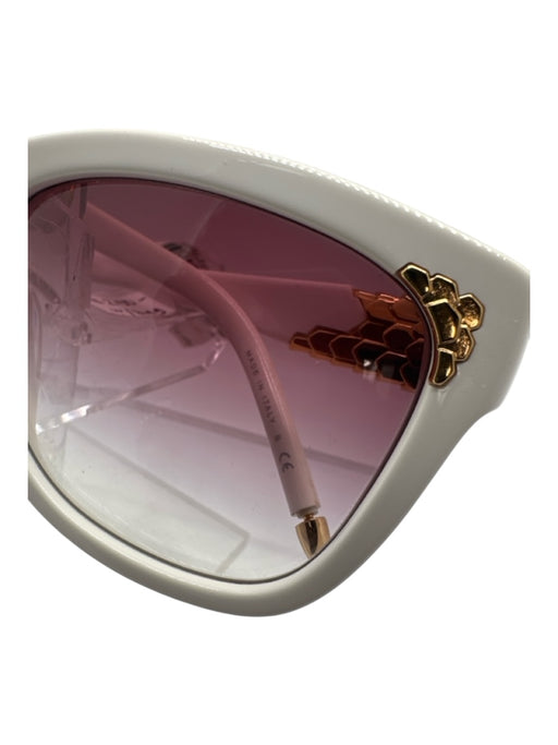 Bvlgari White & Gold Acetate Square Neck Gradient Gold Hardware Sunglasses White & Gold