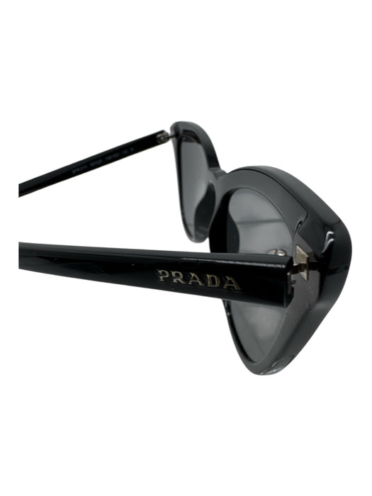 Prada Black Acetate Cat Eye Logo Tinted Sunglasses Black