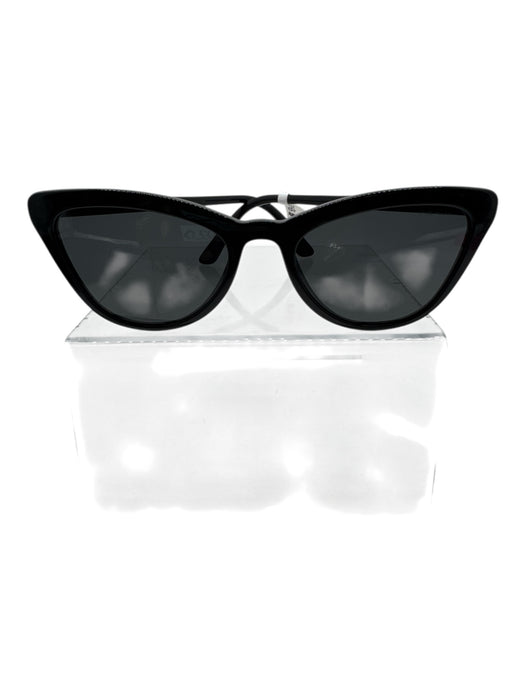 Prada Black Acetate Cat Eye Logo Tinted Sunglasses Black