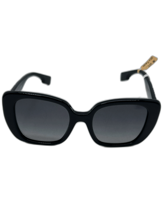 Burberry Black & Gold Acetate Gradient Lens Logo Square Sunglasses Black & Gold