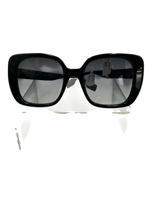 Burberry Black Acetate Tinted Lens Square Textured Oversize Sunglasses Black