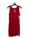 St John Evening Size 4 Red Wool Blend Sleeveless Knit Embellished Midi Dress Red / 4