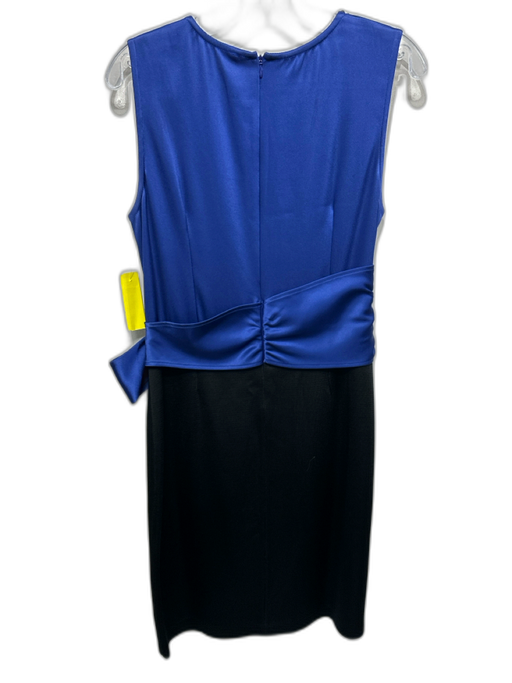 St John Size 6 Blue & Black Rayon Blend Sleeveless Beaded Bow Detail Dress Blue & Black / 6