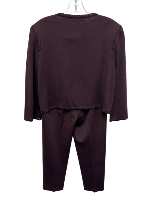 St John Size 8 Eggplant Purple Wool & Viscose Stich detail Hook & Eye Pant Set Eggplant Purple / 8