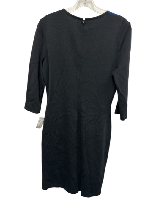 St John Size 6 Blue & Black Wool & Rayon 1/2 Sleeve Color Block Knit Dress Blue & Black / 6