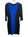 St John Size 6 Blue & Black Wool & Rayon 1/2 Sleeve Color Block Knit Dress Blue & Black / 6