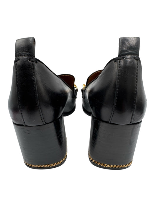 Tory Burch Shoe Size 7.5 Black & Gold Leather Stacked Block Heel Pump Loafers Black & Gold / 7.5