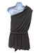 St John Couture Size 4 Dark Gray Acetate Blend One Shoulder Elastic Waist Top Dark Gray / 4